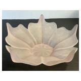 Viking Glass Pink Frosted Lotus Centerpiece Bowl