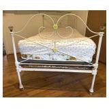 Antique White Metal Bed Frame & Mattress