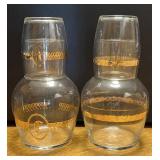 MCM Glass Tumble Up Bedside Carafes