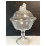 Gillinder & Sons Lion & Cable Clear Stem Compote
