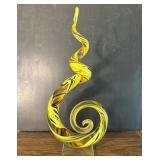 Art Glass Flame Twist Yellow Amber MCM Sculpture