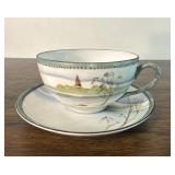 Japanese Nippon Bone China Tea Cup & Saucer Pair