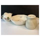 Sequoia Ware Bowl, Fraunfelter Pitcher & Teapot
