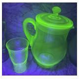 Uranium Vaseline Glass Pitcher & Tumbler