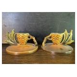 Roseville Pottery Pine Cone Candlestick Holders