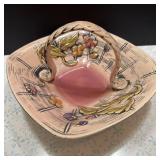 Hull Pottery Blossom Flite T9 Handled Basket Bowl