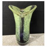 Art Glass Chartreuse Mottled Vase