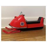 1968 Ski-Bob Snowmobile Toy Red Plastic