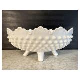 Milk Glass Hobnail Footed Candy Bowl