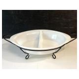 Glasbake J-239 Oval Divided Casserole Dish
