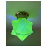 Vintage Uranium Glass Light Shade Vaseline Star