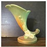 Roseville Pottery White Rose Cornucopia Vase