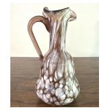 Hand Blown Art Glass Amber Mottled Bud Vase