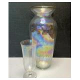 Iridescent Vintage Glass Vase & Tumbler Glass