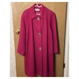Herman Kay Magenta Wool Coat Swing Trench Jacket