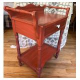 Antique Red Washstand Dry Sink Table