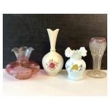 Lenox, EAPG Bent Buckle, Cranberry & Milk Glass