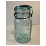Atlas E-Z Seal Aqua Blue Glass Jar