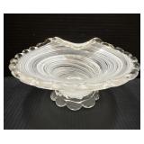 Murano White Swirl Blown Art Glass Bowl
