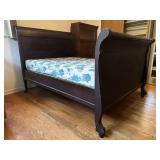 Antique Empire Dark Wood Sleigh Bed