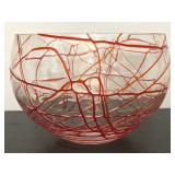Venetian Hand-Blown Crystal Centerpiece Bowl Red