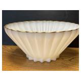 Fire King Milk Glass Rachel Serving Bowl Gold Rim
