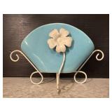Vintage Pottery Planter With Metal Rack