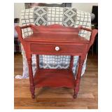 Antique Red Washstand Dry Sink Table