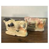 Vintage Clay Toy Cow Figurines Farm Play Animals