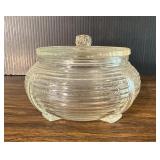 Art Deco Glass Powder Jar With Amber Jewel