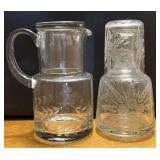 Etched Glass Tumble Up Bedside Carafes