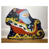 Vintage Metal Santa Sleigh Painted Sign