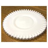 Fenton Milk Glass Silver Crest Torte Platter