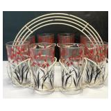 MCM Highball Tumbler Glass Set w/ Caddy