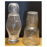Vintage Glass Tumble Up Bedside Carafes