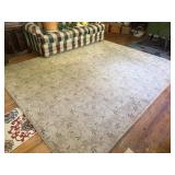 Beige Leaf Motif Area Rug 10 x 8 ft. Low Carpet