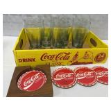 Coca-Cola Coke Glasses, Santa Cardboard Crate &