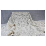 Vintage ivory lace tablecloth. 56 x 70.
