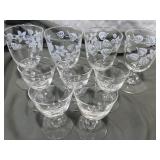 9 Vintage Etched Leaf & Star Flower Stemmed