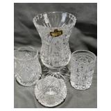 Crystal Vase 4.5", Salt & Tooth Pick Holders