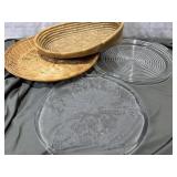 Soft Wicker 16" Oblong Wicker + 2 Glass 14/13"