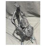 Modernist Cellist Metal Sculpture 10" 4 lbs