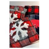 4 snowflake pillows, 1 deer, and 1 bear 14x14