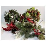 Various Christmas wreathes and stems