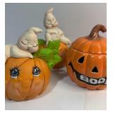 Vintage pumpkin and ghost figurines and BOO