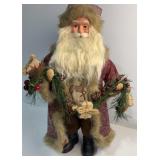 Brown and Red Santa with garland and deer image -