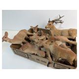 Various flocked deer