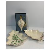 Lenox ornament and two dishes