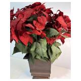 Brown planter with faux poinsettias / 26ï¿½ tall,