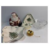 Santa jar, snowflake glass dish Spode items and